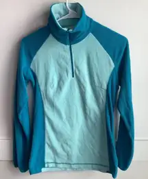 COLUMBIA Two Tone Blue Quarter Zip Long Sleeve Fleece Pullover