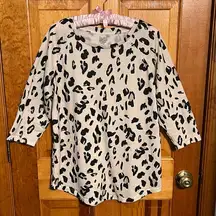 Tickled Teal Animal Print Sweater LARGE