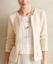 Rosie Neira Anthropologie cream zip up cardigan jacket