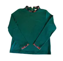 J Crew Tartan Ruffle Collar Pullover Sweater Womens Size XS NEW Green