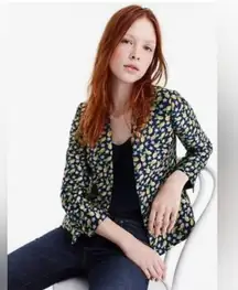 J. Crew Lemon Jacquard Navy Women's Blazer Size 2 Tall