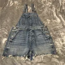 American Eagle Outfitters Blue Denim Baggy Overall Short Overalls