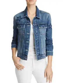 Paige Rowan Star Patch Denim Tucker Jacket Patches Star Blue Women's Medium