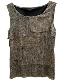 Connected Apparel Gold Shimmer Sleeveless Blouse Retro 1920's Flapper Top 8 M