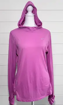 Nike Dri-Fit Fuchsia Pink Hooded Long Sleeve Running‎ Top  Size M