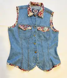 Paris Blues Original Denim Vest Boho Floral – Size M