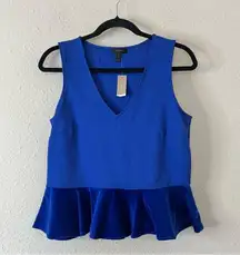 J.Crew  Royal Blue Peplum Tank Top NEW Size Small