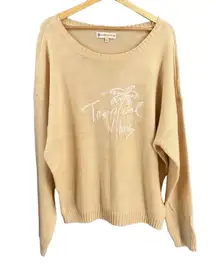 Beachly X Goldfish Kiss Sweater Cream Tropical Vibes Relaxed Oversized XL