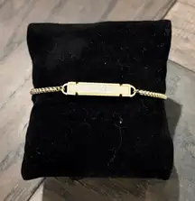 Kendra Scott Gold Stan Adjustable Bracelet with Iridescent White Stone