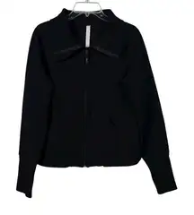 Lululemon Black Full Zip High Neck/Foldover Collar Thick Scuba Jacket Athleisure
