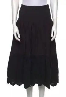 Jason Wu Black Midi Tiered Skirt Size Medium