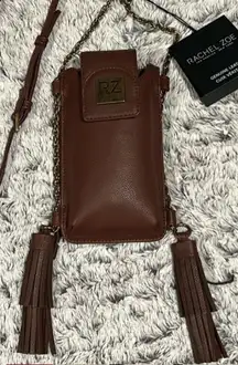 Rachel Zoe vintage leather phone crossbody bag with tassels & mini wallet NWT