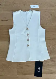 ASTR The Label Sweater Vest Sleeveless Jayce Sise XS Cream Gold