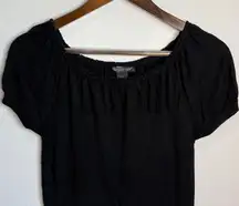 August Silk Black Y2K Style Cap Sleeve Sweater Top Size L