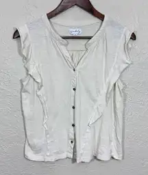 Wonderly Ruffle Top S‎ Cotton Ivory Western Cottage Garden Festival Cowgirl Soft