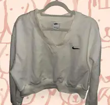 nike.phoenix fleece cropped v neck white