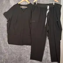 women's set scrub top n bottoms black color size 4Large