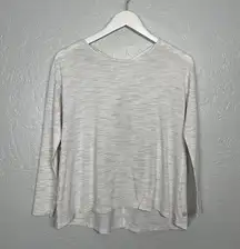 Lululemon  Women 6 Heathered White Back Into It Long Sleeve Shirt Cutout Relaxed