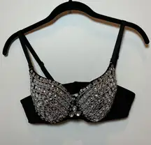 Bedazzled Rhinestone Push-Up Bra Top – Festival Rave Costume Bra – Sparkly Sz S