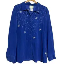 The Quacker Factory corduroy spider web button down top