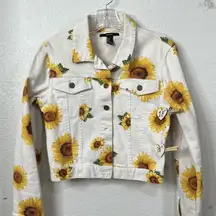 Forever 21  sunflower jean jacket Classic Size Small EUC