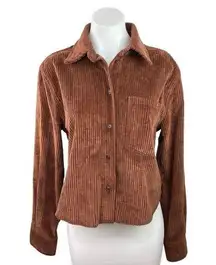 Aritzia Sunday Best Brown Corduroy Long Sleeve Button Up Shirt Top Jacket Size S