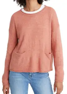 Madewell Orange Knit Chelsea Pocket Pullover Alpaca Blend Sweater Size L