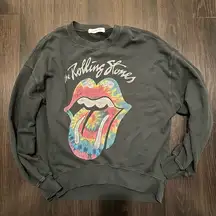 Daydreamer  X REVOLVE Rolling Stones Tie Dye Tongue Oversized Sweatshirt in Black