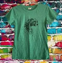 Zulani Designs Green Cheetah Big Cat Graphic Tee Shirt T-Shirt Large