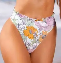 Cupshe High Waist Cheeky Bikini Bottoms Light Purple Floral Small