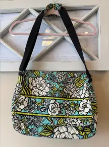Vera‎ Bradley Island Blooms Messenger Laptop Bag Blue White Floral 14.75x11x4.25