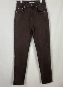 ZARA  90's Split Hem High Waisted Straight Brown Jeans