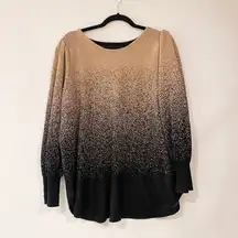 Adrienne Vittadini Crewneck Sweater in Black Gold Shimmer Size 2XL