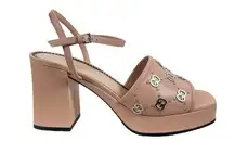 Gucci Malaga Kid Interlocking GG Studs 85mm Platform Sandal Pink Size 39.5