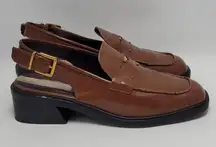 Franco Sarto Giada Slingback Loafer Heels Penny Strap Tobacco Brown Women's 9M