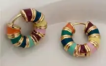 Colorful Hoop Earrings Fashion Huggies NIB
