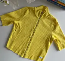 Calvin Klein Yellow Zip Up Mock Neck Top Size M