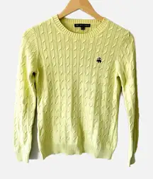 Brooks Brothers Cable Knit Pullover Lime Green Crewneck Sweater Size Small