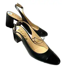 Slingback Faux Leather Block Heels Patent Leather Round Toe Size 8.5 NEW