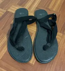 Sanuk Black Triangle Womens Yoga Mat Sandal Slingback Shoes Flip Flop‎ Size 9