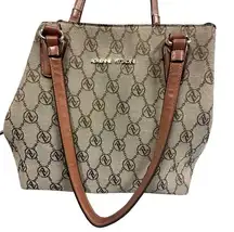 Adrienne Vittadini Signature Collection Neutral Jacquard Hobo Handbag Purse