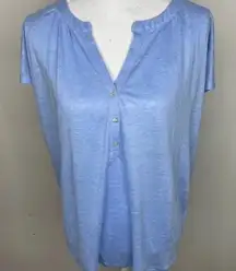 NEW Joie Light Blue 100% Linen Blue Short‎ Sleeve Button Up Blouse Top Size S