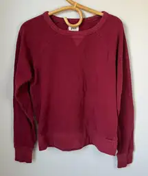 Pact Red Waffle Crewneck Women's Medium
