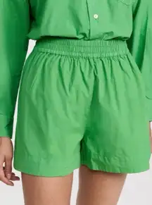 Isalis Vibrant Green High Waist Boxer Style Shorts 100% Cotton Small Gently Used