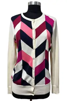 Lands' End Women's Chevron Pima cotton button front cardigan STall