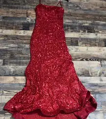 B Darlin Red Sequin Prom Dress