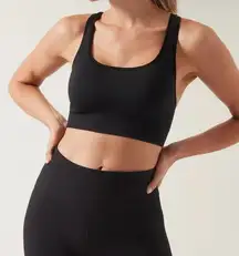 ATHLETA Aurora Scoop Sports Bra Black Pullover Size L