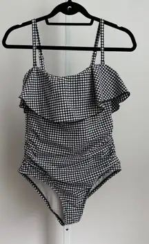 Kona Sol Gingham Ruffle One Piece Swimsuit Women's‎ Swimwear size S
