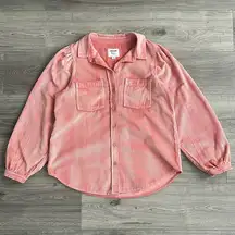 American Eagle  Corduroy Button Up Shirt Light Pink Ribbed Oversized Medium