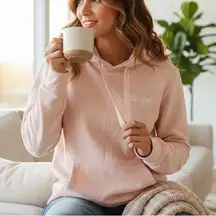 Wrangler Retro Soft Pink Spell-out Kangaroo Pocket Pullover Hoodie